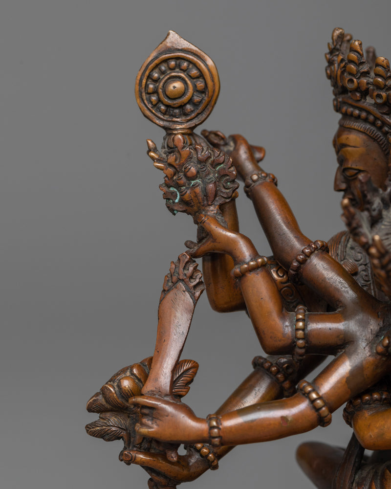 Tantric Deity Guhyasamaja Statue | Oxidized Copper Embodiment of Esoteric Unity