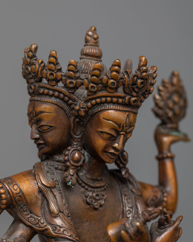 Tantric Deity Guhyasamaja Statue | Oxidized Copper Embodiment of Esoteric Unity