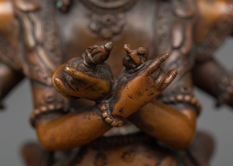 Tantric Deity Guhyasamaja Statue | Oxidized Copper Embodiment of Esoteric Unity