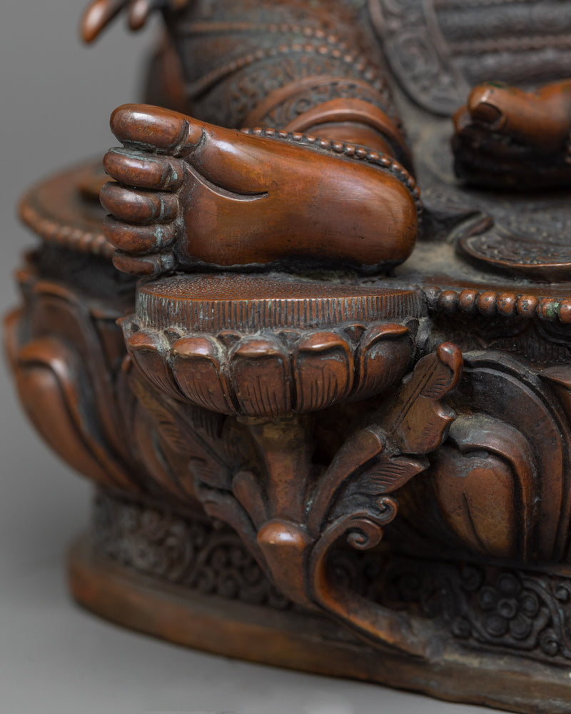 Green Tara Buddha Sculpture | Oxidized Copper Embodiment of Active Compassion