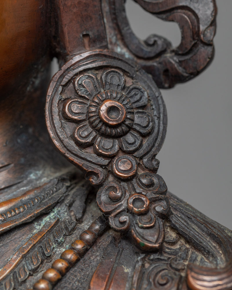 Green Tara Buddha Sculpture | Oxidized Copper Embodiment of Active Compassion