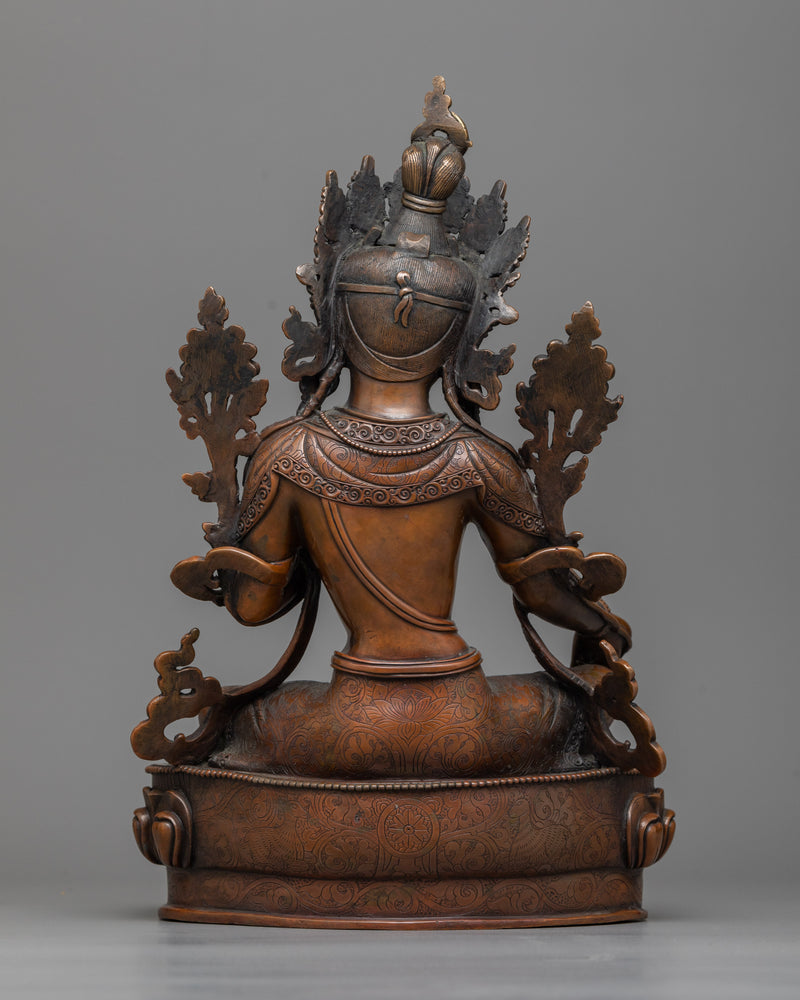 Ma Green Tara Copper Statue | Oxidized Copper Symbol of Active Benevolence