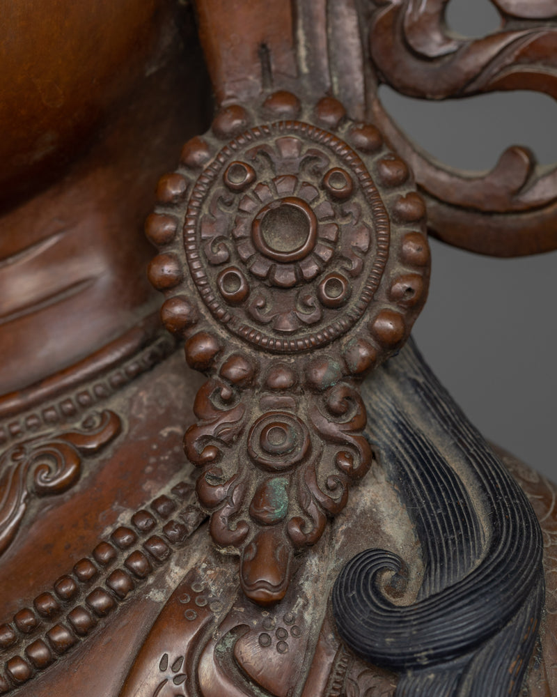 Large Green Tara Statue | Majestic Oxidized Copper Figure of Compassion