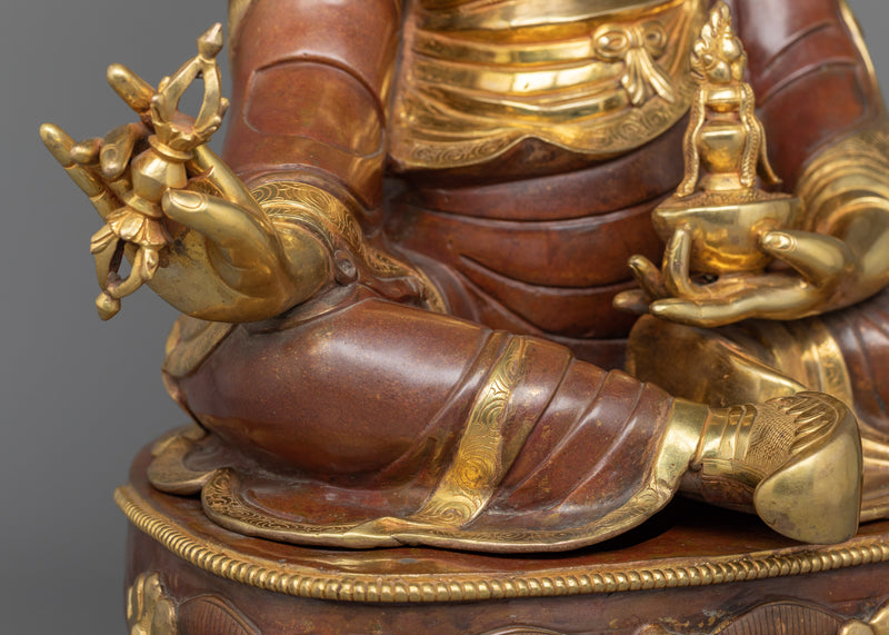 22kg Guru Rinpoche Statue | Regal 24K Gold Gilded Master of Tibetan Buddhism