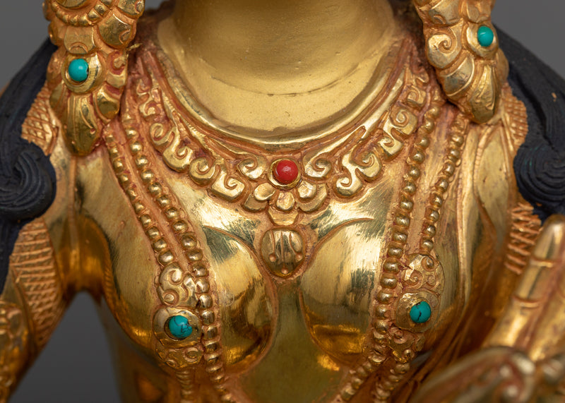 Arya Green Tara Statue | 24K Gold Gilded Emblem of Active Compassion