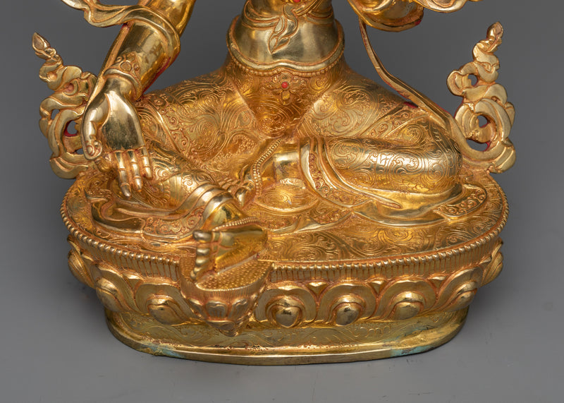 Arya Green Tara Statue | 24K Gold Gilded Emblem of Active Compassion