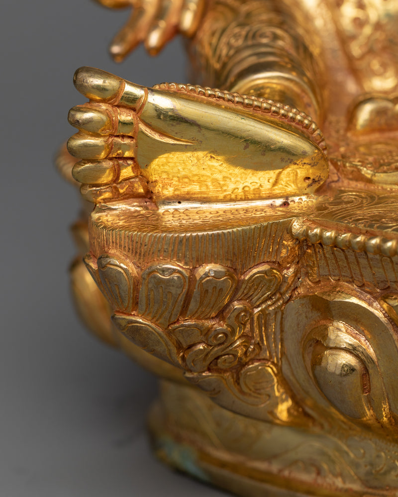 Arya Green Tara Statue | 24K Gold Gilded Emblem of Active Compassion