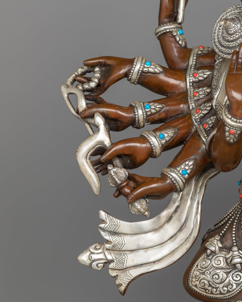 Silver-Plated Standing Ganesha Statuette | Oxidized Copper Elegance