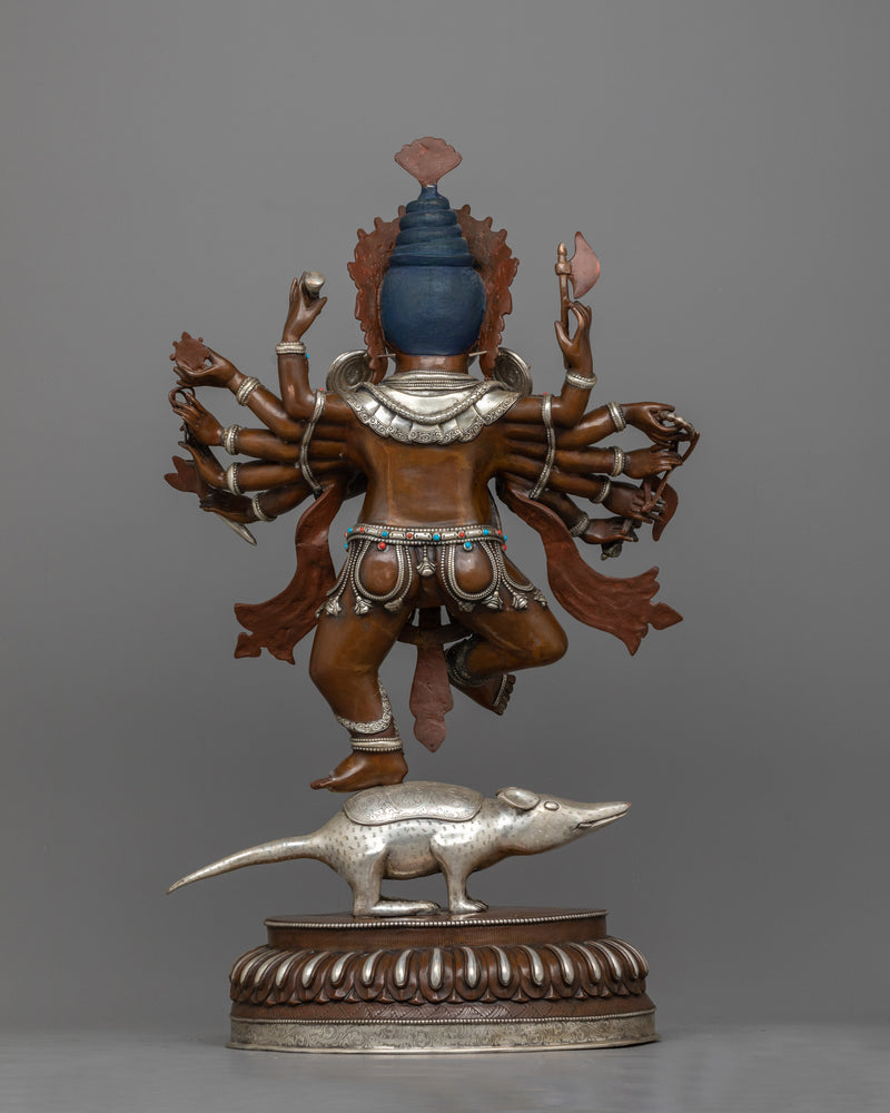 Silver-Plated Standing Ganesha Statuette | Oxidized Copper Elegance