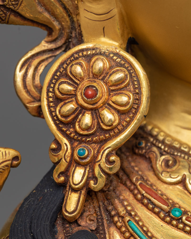 Green Tara Golden Sculpture | Triple-Layered 24K Gold Gilded Masterpiece