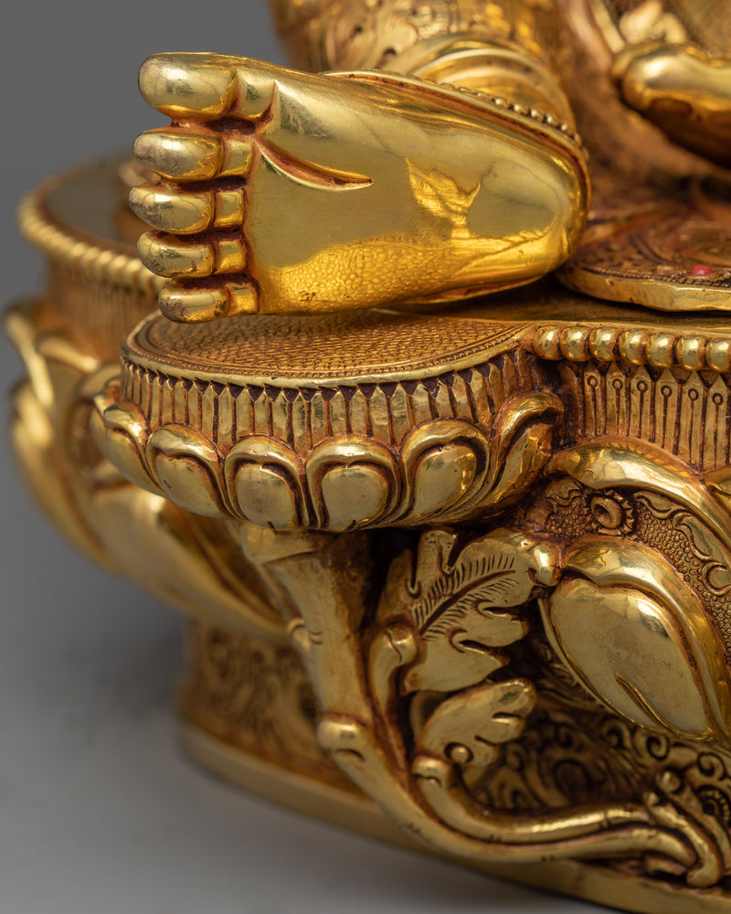 Green Tara Golden Sculpture | Triple-Layered 24K Gold Gilded Masterpiece