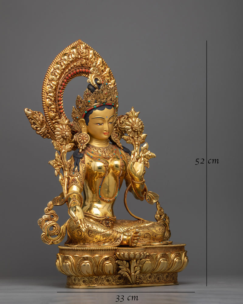 green-tara-golden sculpture