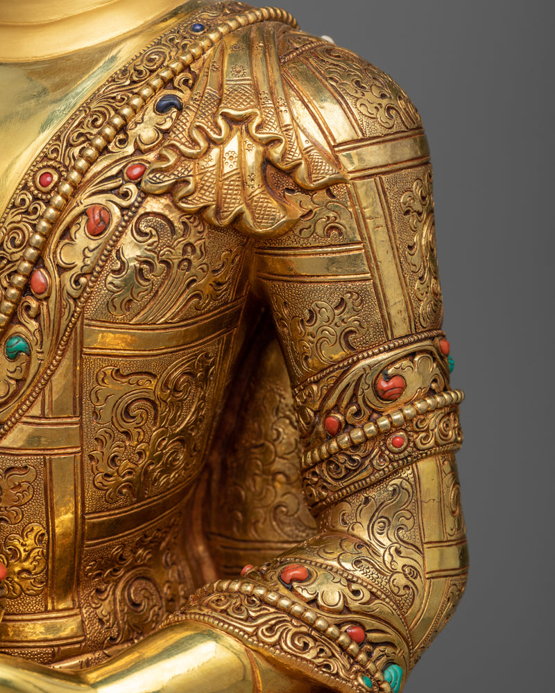 Buddha Shakyamuni Sculpture | Triple-Layered 24K Gold Gilded Art