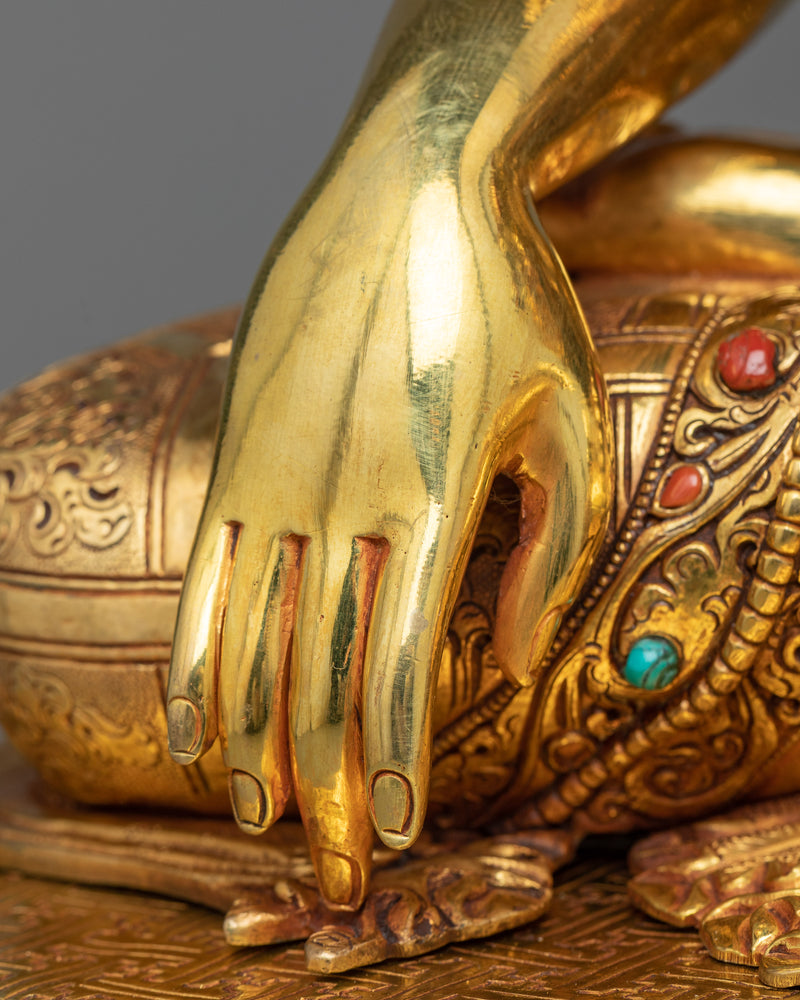 Buddha Shakyamuni Sculpture | Triple-Layered 24K Gold Gilded Art