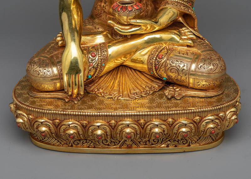 Buddha Shakyamuni Sculpture | Triple-Layered 24K Gold Gilded Art