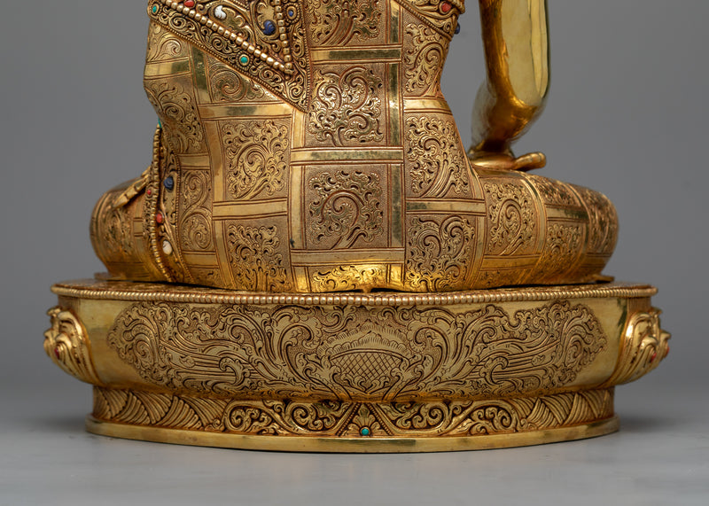 Buddha Shakyamuni Sculpture | Triple-Layered 24K Gold Gilded Art