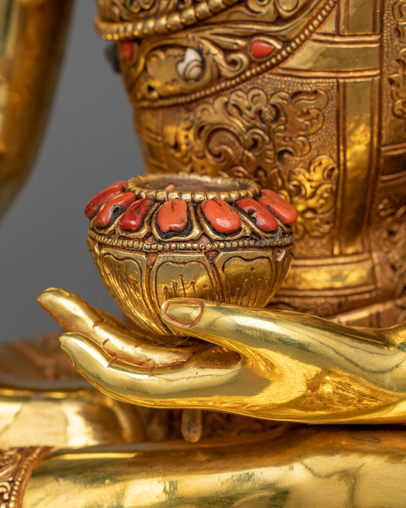 Buddha Shakyamuni Sculpture | Triple-Layered 24K Gold Gilded Art