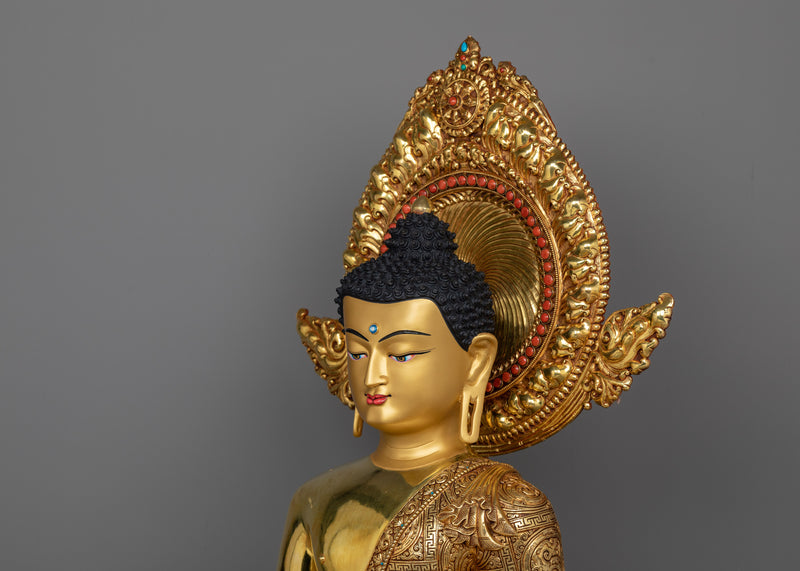 Life-Sized Buddha Shakyamuni Statue | 24K Gold and Gemstone Embellishments