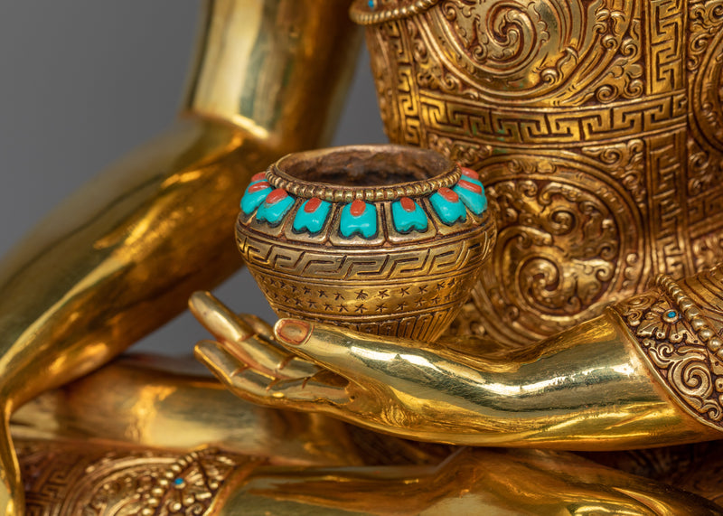 Life-Sized Buddha Shakyamuni Statue | 24K Gold and Gemstone Embellishments