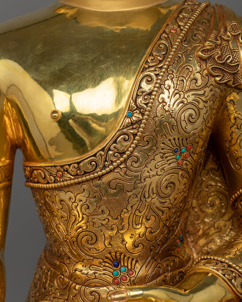 Shakyamuni Buddha Golden Statue | Triple-Layered 24K Gold Luxuriance