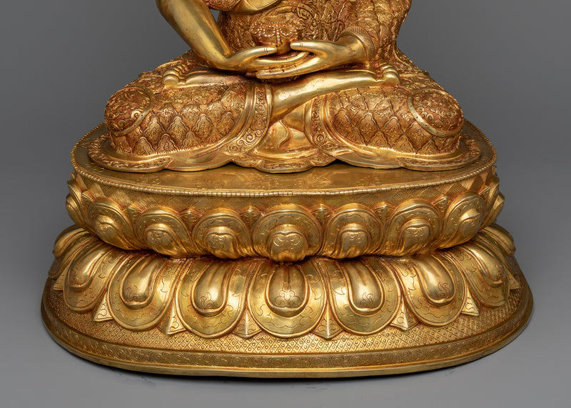 Buddha Amida Sculpture | 24K Gold Gilded Icon of Infinite Light