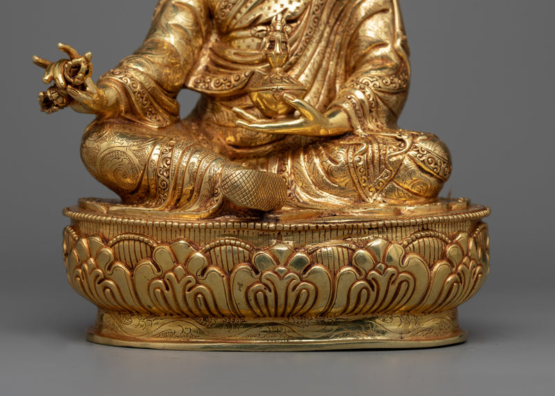 Padmasambhava "Lotus Born" Statue | 24K Gold Gilded Icon of Tantric Wisdom