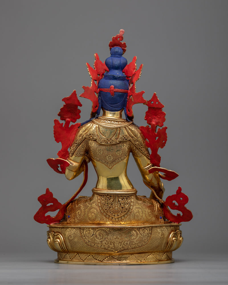 White Tara Golden Sculpture | 24K Gold Gilded Emblem of Compassion and Longevity