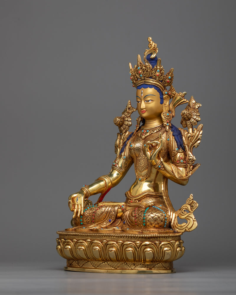 white-tara-golden sculpture