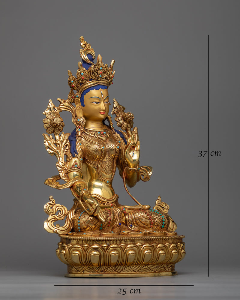 white-tara-golden sculpture