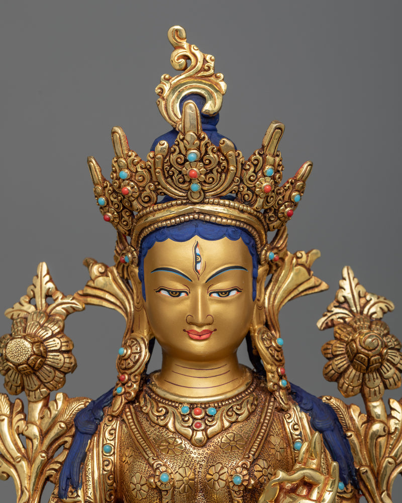 white-tara-golden sculpture