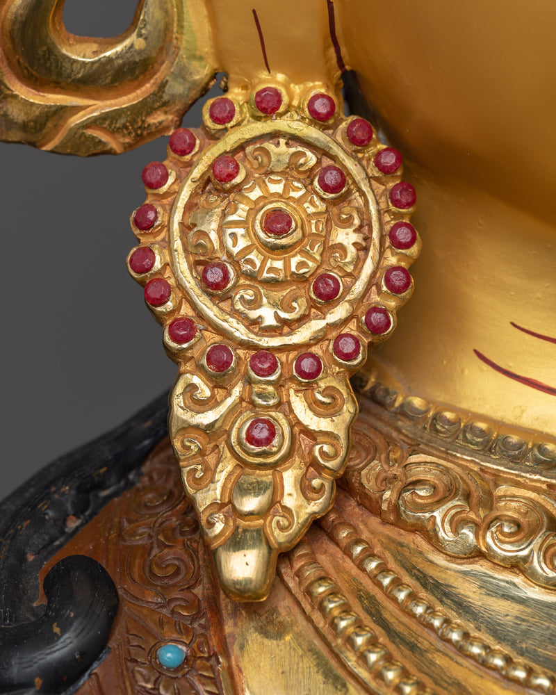 Saraswati Sculpture | 24K Gold Gilded Grandeur of Knowledge and Arts