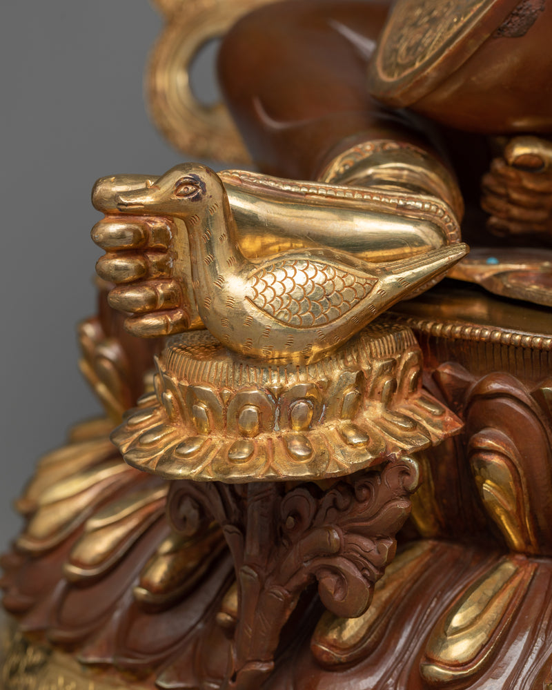 Saraswati Sculpture | 24K Gold Gilded Grandeur of Knowledge and Arts