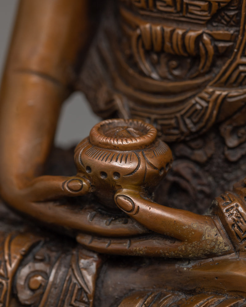 Pure Land Buddha Amitabha Statue | Oxidized Copper Symbol of Infinite Light