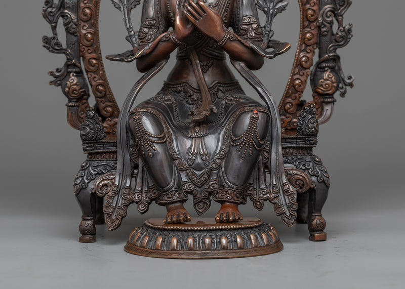 Future Buddha Maitreya Sculpture | Oxidized Copper Embodiment of Hope and Renewal