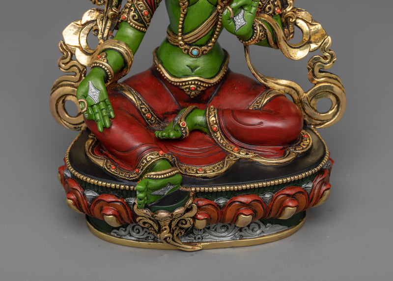 Green Tara Colored Sculpture | Representation of Active Compassion