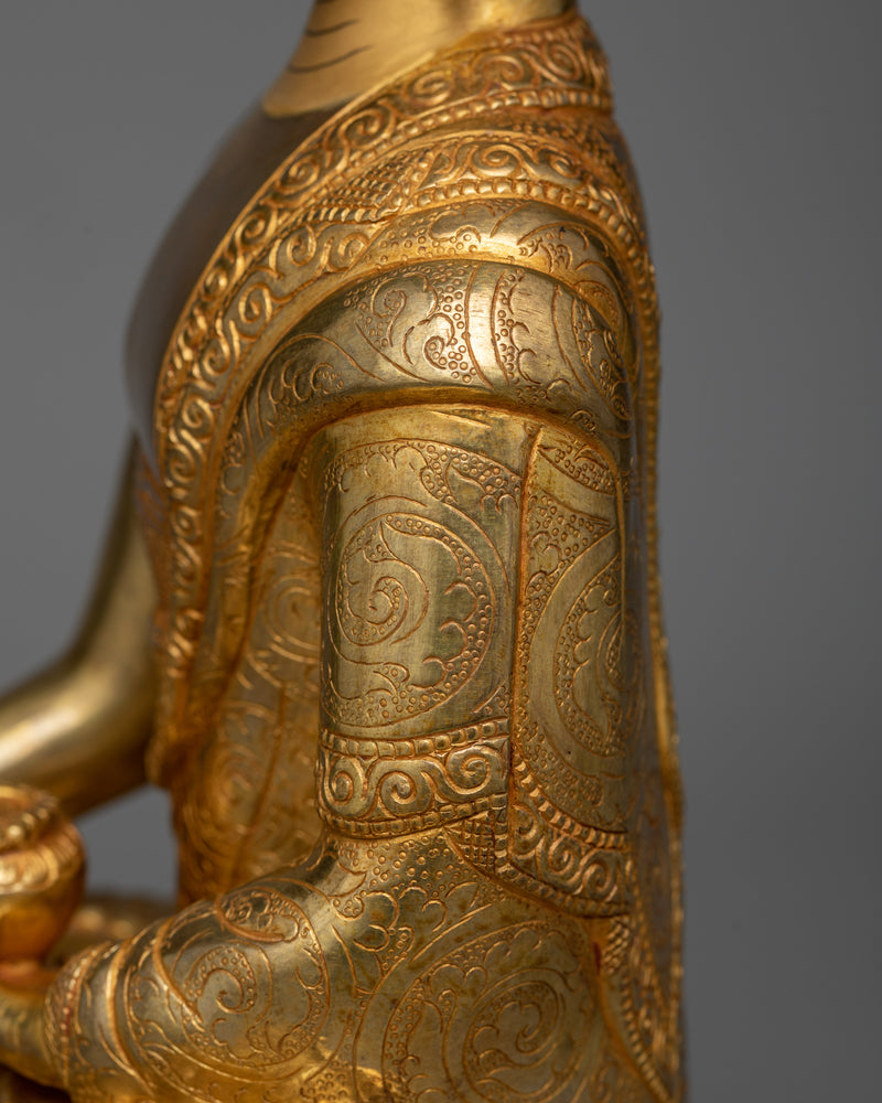 Shakyamuni Budha Sculpture | 24K Gold Gilded Icon of Enlightenment