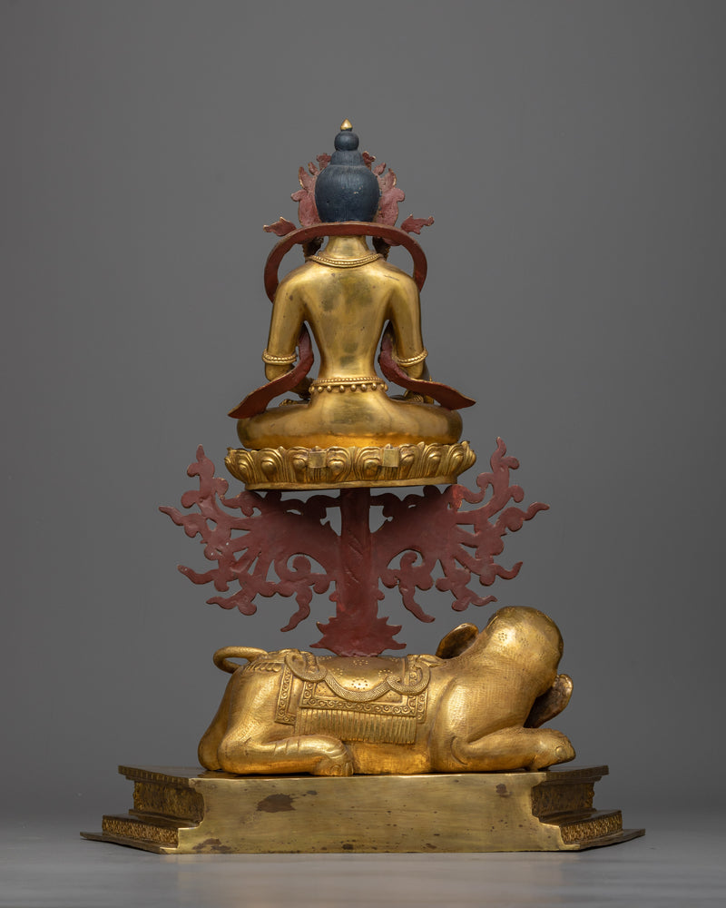 Shakyamuni Buddha Seated Upon an Elephant Statue | Symbol of Majestic Enlightenment