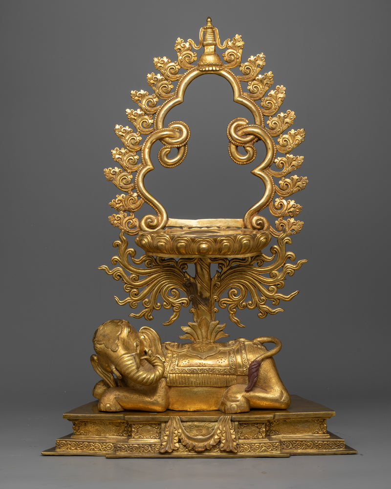 Shakyamuni Buddha Seated Upon an Elephant Statue | Symbol of Majestic Enlightenment