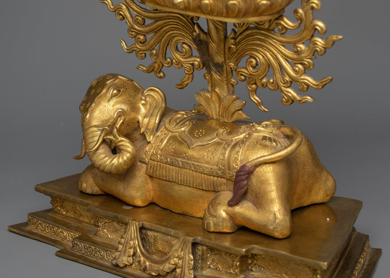 Shakyamuni Buddha Seated Upon an Elephant Statue | Symbol of Majestic Enlightenment