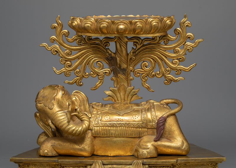 Shakyamuni Buddha Seated Upon an Elephant Statue | Symbol of Majestic Enlightenment