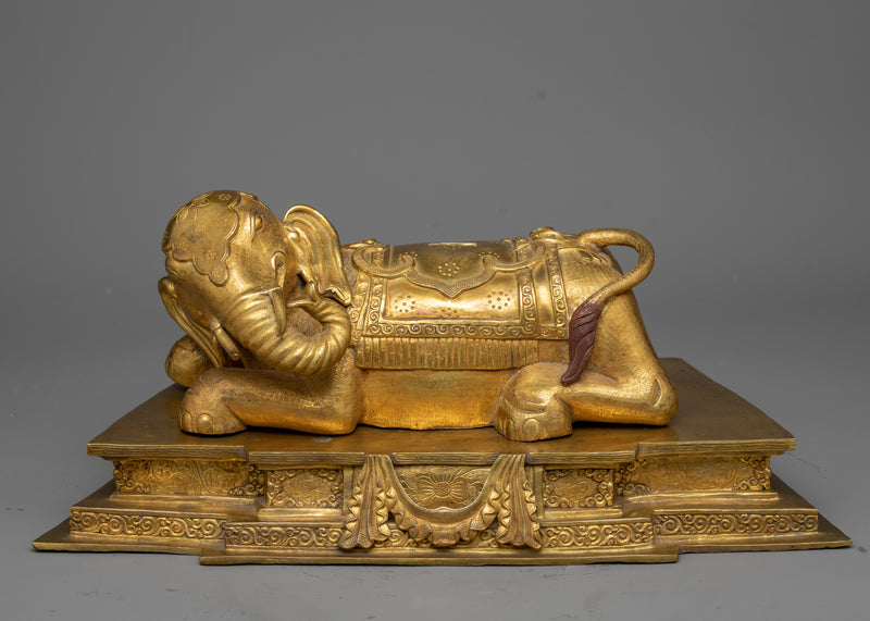 Shakyamuni Buddha Seated Upon an Elephant Statue | Symbol of Majestic Enlightenment