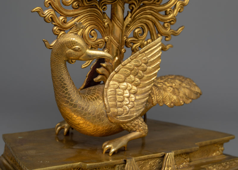 Amitabha Buddha Seated Upon a Peacock Statue | Icon of Boundless Light