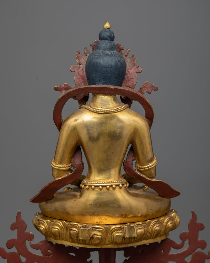 Amitabha Buddha Seated Upon a Peacock Statue | Icon of Boundless Light