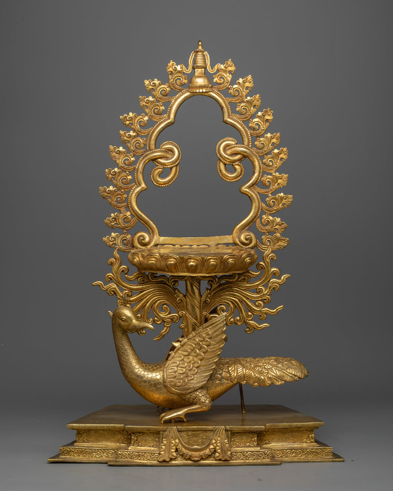 Amitabha Buddha Seated Upon a Peacock Statue | Icon of Boundless Light