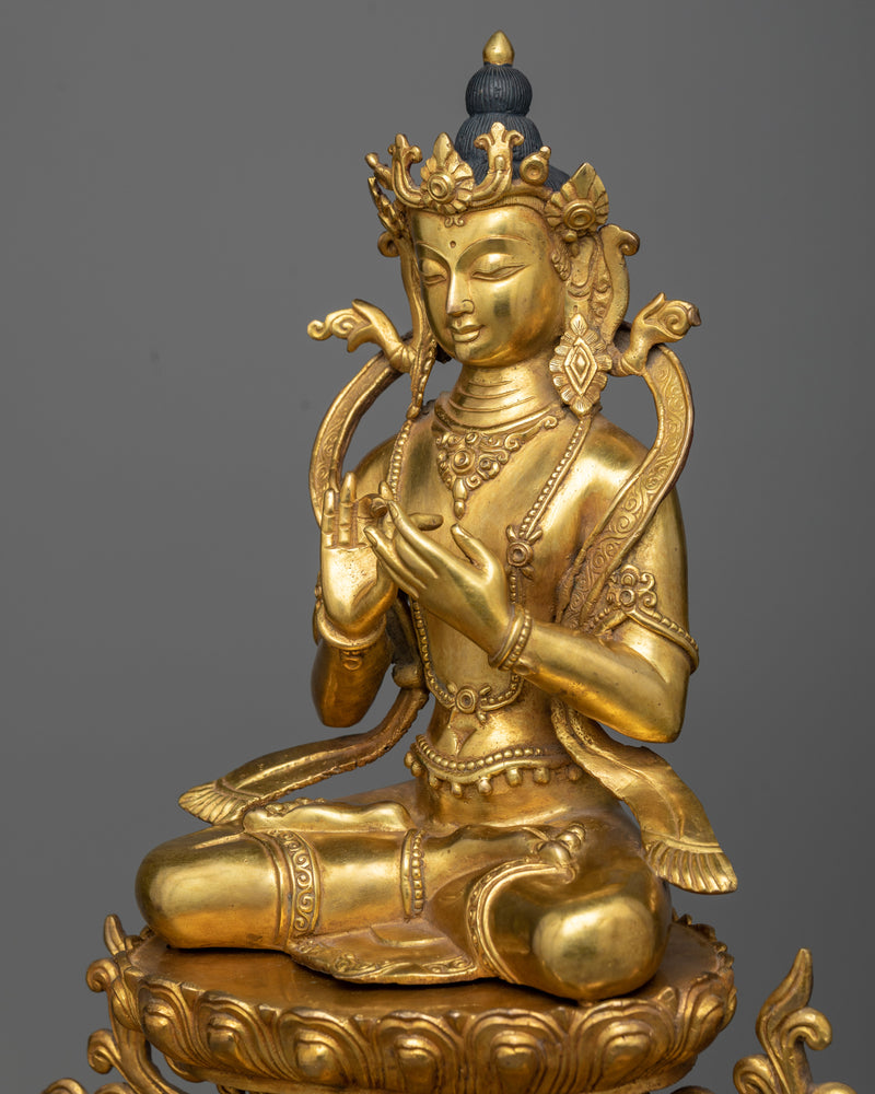 Vairocana Buddha Seated Upon a Snow Lion Statue | Beacon of Universal Illumination