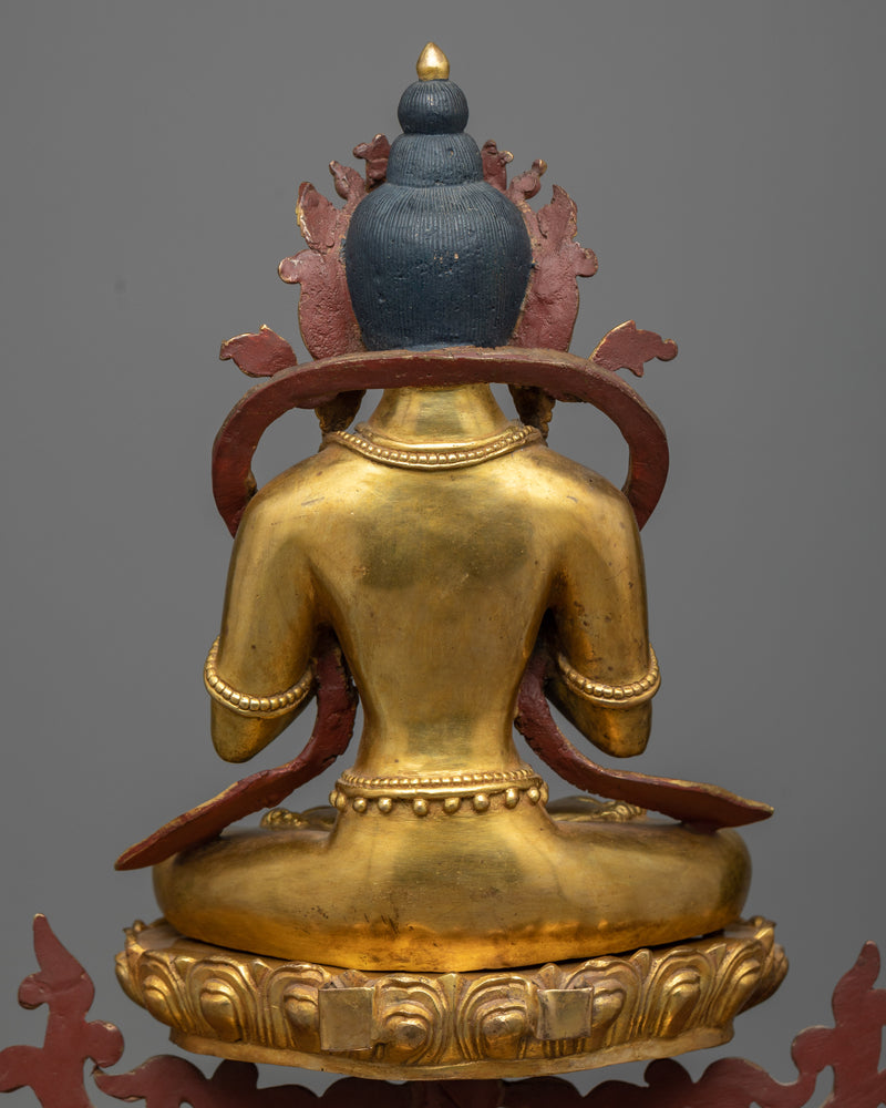 Vairocana Buddha Seated Upon a Snow Lion Statue | Beacon of Universal Illumination