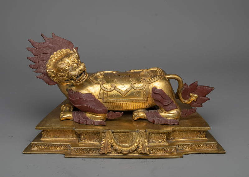 Vairocana Buddha Seated Upon a Snow Lion Statue | Beacon of Universal Illumination