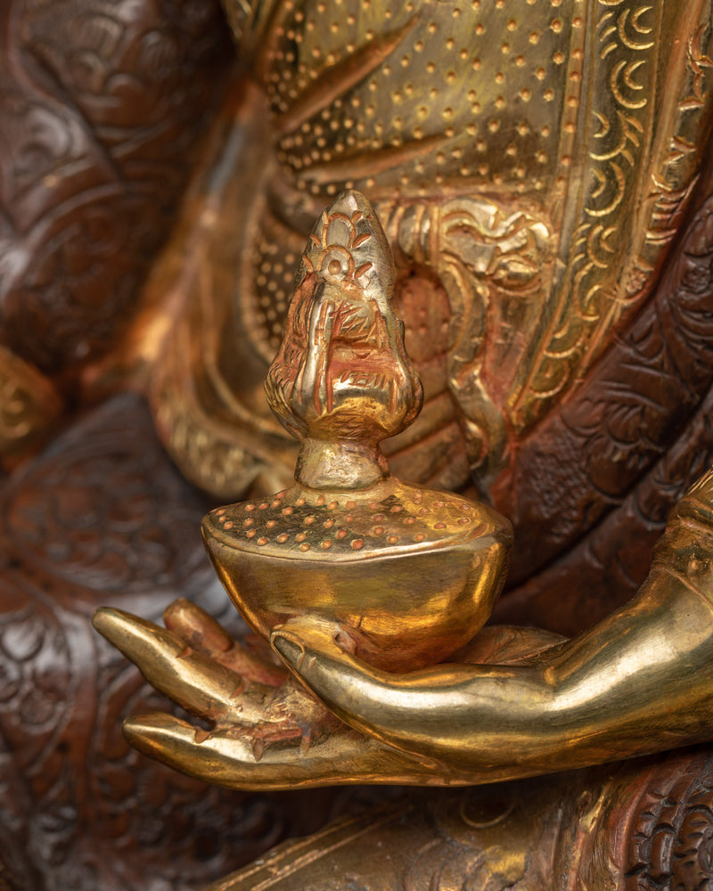 Buddha Padmasambhava Sculpture | Majestic 24K Gold Gilded Icon of Tantric Illumination