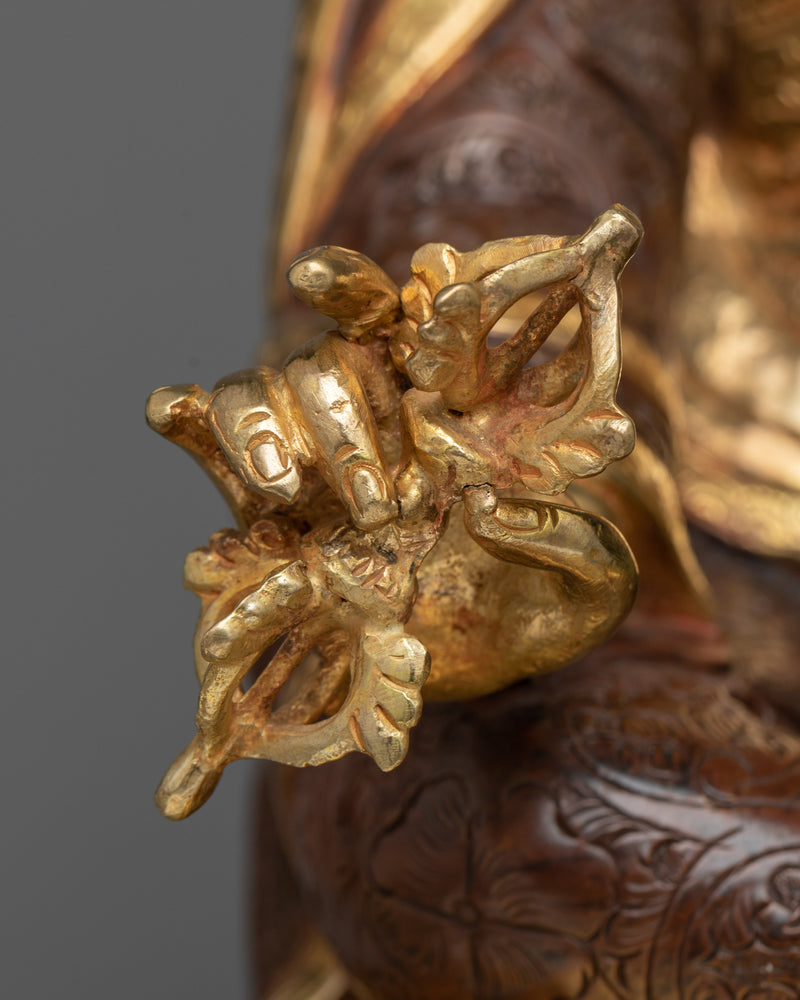 Buddha Padmasambhava Sculpture | Majestic 24K Gold Gilded Icon of Tantric Illumination