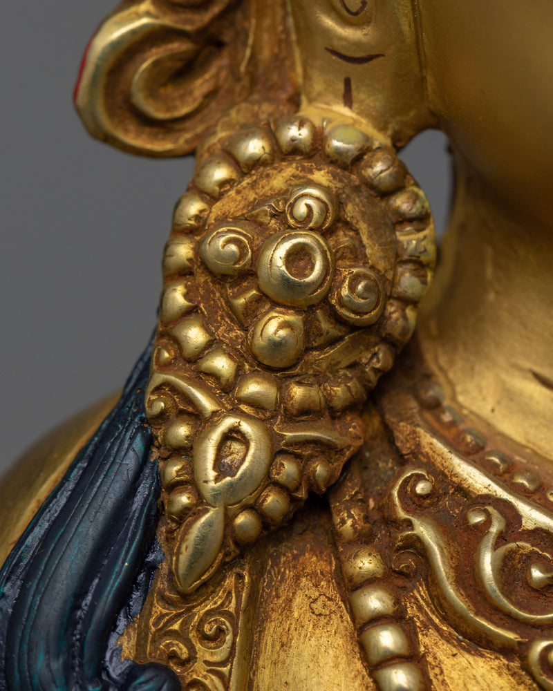 Bodhisattva Vajrasattva Sculpture | 24K Gold Gilded Icon of Purification